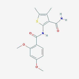 molecular formula C16H18N2O4S B457282 2-{[(2,4-Dimethoxyphenyl)carbonyl]amino}-4,5-dimethylthiophene-3-carboxamide 