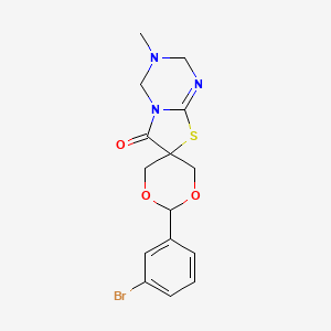 molecular formula C15H16BrN3O3S B4572844 2-(3-Bromophenyl)-3'-methylspiro[1,3-dioxane-5,7'-2,4-dihydro-[1,3]thiazolo[3,2-a][1,3,5]triazine]-6'-one 