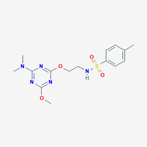 molecular formula C15H21N5O4S B4572851 N-(2-{[4-(dimethylamino)-6-methoxy-1,3,5-triazin-2-yl]oxy}ethyl)-4-methylbenzenesulfonamide 