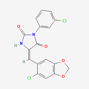 molecular formula C17H10Cl2N2O4 B4572897 5-[(6-chloro-1,3-benzodioxol-5-yl)methylene]-3-(3-chlorophenyl)-2,4-imidazolidinedione 