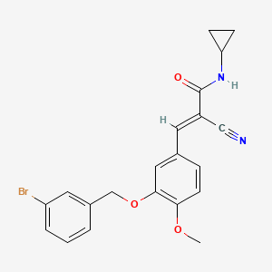 molecular formula C21H19BrN2O3 B4572904 3-{3-[(3-溴苄基)氧基]-4-甲氧基苯基}-2-氰基-N-环丙基丙烯酰胺 