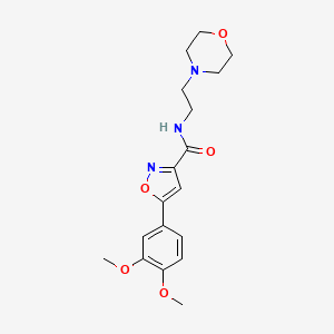 molecular formula C18H23N3O5 B4572911 5-(3,4-dimethoxyphenyl)-N-(2-morpholin-4-ylethyl)-1,2-oxazole-3-carboxamide 