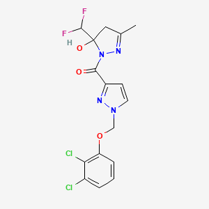 molecular formula C16H14Cl2F2N4O3 B4572937 1-({1-[(2,3-二氯苯氧基)甲基]-1H-吡唑-3-基}羰基)-5-(二氟甲基)-3-甲基-4,5-二氢-1H-吡唑-5-醇 