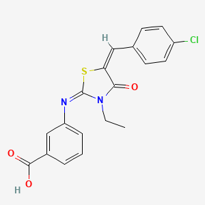 3-{[5-(4-chlorobenzylidene)-3-ethyl-4-oxo-1,3-thiazolidin-2-ylidene]amino}benzoic acid