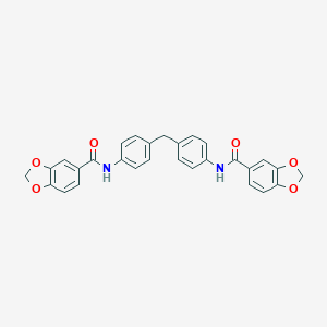 molecular formula C29H22N2O6 B457295 N-(4-{4-[(1,3-benzodioxol-5-ylcarbonyl)amino]benzyl}phenyl)-1,3-benzodioxole-5-carboxamide 