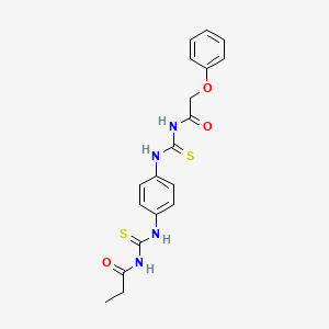 molecular formula C19H20N4O3S2 B4572962 N-[(4-{[(phenoxyacetyl)carbamothioyl]amino}phenyl)carbamothioyl]propanamide 