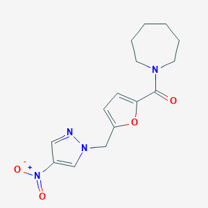 molecular formula C15H18N4O4 B457297 1-[5-({4-nitro-1H-pyrazol-1-yl}methyl)-2-furoyl]azepane 