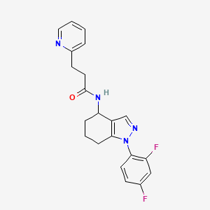 molecular formula C21H20F2N4O B4572979 N-[1-(2,4-二氟苯基)-4,5,6,7-四氢-1H-吲唑-4-基]-3-(2-吡啶基)丙酰胺 