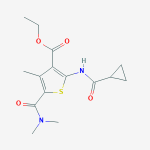 molecular formula C15H20N2O4S B457299 Ethyl 2-[(cyclopropylcarbonyl)amino]-5-[(dimethylamino)carbonyl]-4-methyl-3-thiophenecarboxylate 