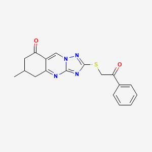 molecular formula C18H16N4O2S B4573001 6-甲基-2-[(2-氧代-2-苯乙基)硫代]-6,7-二氢[1,2,4]三唑并[5,1-b]喹唑啉-8(5H)-酮 