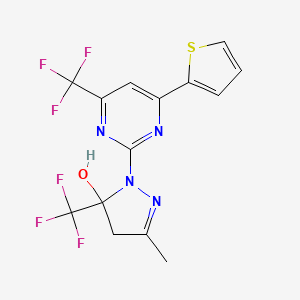 3-methyl-1-[4-(2-thienyl)-6-(trifluoromethyl)-2-pyrimidinyl]-5-(trifluoromethyl)-4,5-dihydro-1H-pyrazol-5-ol