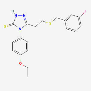 molecular formula C19H20FN3OS2 B4573064 4-(4-ethoxyphenyl)-5-{2-[(3-fluorobenzyl)thio]ethyl}-4H-1,2,4-triazole-3-thiol 