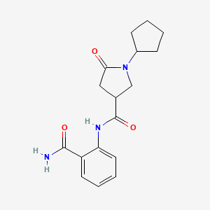 molecular formula C17H21N3O3 B4573095 N-[2-(氨基羰基)苯基]-1-环戊基-5-氧代吡咯烷-3-甲酰胺 