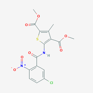 molecular formula C16H13ClN2O7S B457312 Dimethyl 5-({5-chloro-2-nitrobenzoyl}amino)-3-methyl-2,4-thiophenedicarboxylate 