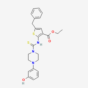 molecular formula C25H27N3O3S2 B4573141 ethyl 5-benzyl-2-({[4-(3-hydroxyphenyl)-1-piperazinyl]carbonothioyl}amino)-3-thiophenecarboxylate 