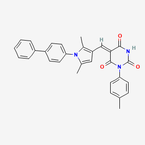 molecular formula C30H25N3O3 B4573195 (5Z)-5-[(1-{[1,1'-BIPHENYL]-4-YL}-2,5-DIMETHYL-1H-PYRROL-3-YL)METHYLIDENE]-1-(4-METHYLPHENYL)-1,3-DIAZINANE-2,4,6-TRIONE CAS No. 5906-28-5