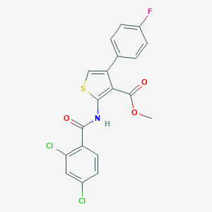 molecular formula C19H12Cl2FNO3S B457321 Methyl 2-[(2,4-dichlorobenzoyl)amino]-4-(4-fluorophenyl)-3-thiophenecarboxylate 