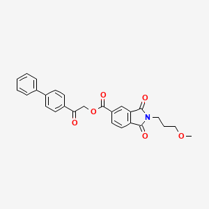 molecular formula C27H23NO6 B4573213 2-(4-联苯基)-2-氧代乙基 2-(3-甲氧基丙基)-1,3-二氧代-5-异吲哚啉羧酸酯 CAS No. 356092-20-1