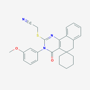 molecular formula C26H25N3O2S B4573283 {[3-(3-methoxyphenyl)-4-oxo-4,6-dihydro-3H-spiro[benzo[h]quinazoline-5,1'-cyclohexan]-2-yl]thio}acetonitrile 