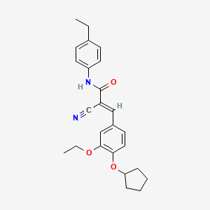 molecular formula C25H28N2O3 B4573309 2-cyano-3-[4-(cyclopentyloxy)-3-ethoxyphenyl]-N-(4-ethylphenyl)acrylamide 