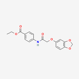 molecular formula C18H17NO6 B4573321 ethyl 4-{[(1,3-benzodioxol-5-yloxy)acetyl]amino}benzoate 