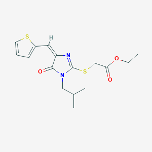 ETHYL 2-({1-ISOBUTYL-5-OXO-4-[(E)-1-(2-THIENYL)METHYLIDENE]-4,5-DIHYDRO-1H-IMIDAZOL-2-YL}SULFANYL)ACETATE