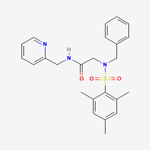 molecular formula C24H27N3O3S B4573357 2-[benzyl-(2,4,6-trimethylphenyl)sulfonylamino]-N-(pyridin-2-ylmethyl)acetamide 