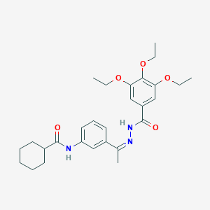 molecular formula C28H37N3O5 B457337 N-{3-[N-(3,4,5-triethoxybenzoyl)ethanehydrazonoyl]phenyl}cyclohexanecarboxamide 