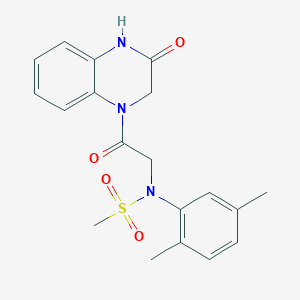 molecular formula C19H21N3O4S B4573389 N-(2,5-dimethylphenyl)-N-[2-oxo-2-(3-oxo-3,4-dihydroquinoxalin-1(2H)-yl)ethyl]methanesulfonamide 