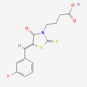 4-[(5Z)-5-[(3-fluorophenyl)methylidene]-4-oxo-2-sulfanylidene-1,3-thiazolidin-3-yl]butanoic acid