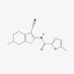 molecular formula C16H16N2O2S B457343 N-(3-cyano-6-methyl-4,5,6,7-tetrahydro-1-benzothiophen-2-yl)-5-methylfuran-2-carboxamide CAS No. 544455-83-6