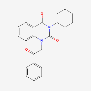 molecular formula C22H22N2O3 B4573439 3-cyclohexyl-1-(2-oxo-2-phenylethyl)quinazoline-2,4(1H,3H)-dione 