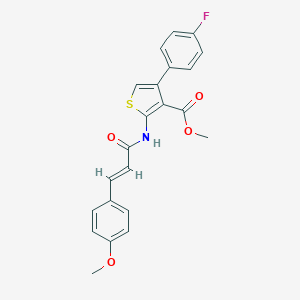 molecular formula C22H18FNO4S B457346 Methyl 4-(4-fluorophenyl)-2-{[3-(4-methoxyphenyl)acryloyl]amino}-3-thiophenecarboxylate 