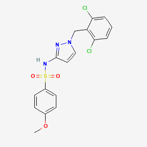 molecular formula C17H15Cl2N3O3S B4573464 N-[1-(2,6-二氯苄基)-1H-吡唑-3-基]-4-甲氧基苯磺酰胺 