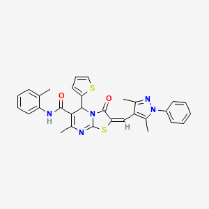 2-[(3,5-dimethyl-1-phenyl-1H-pyrazol-4-yl)methylene]-7-methyl-N-(2-methylphenyl)-3-oxo-5-(2-thienyl)-2,3-dihydro-5H-[1,3]thiazolo[3,2-a]pyrimidine-6-carboxamide