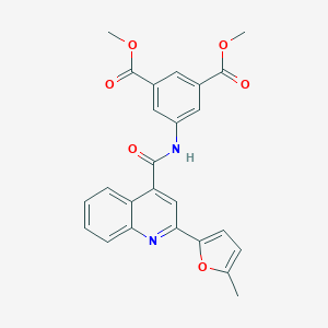 molecular formula C25H20N2O6 B457354 Dimethyl 5-({[2-(5-methyl-2-furyl)-4-quinolinyl]carbonyl}amino)isophthalate 