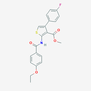 molecular formula C21H18FNO4S B457357 Methyl 2-[(4-ethoxybenzoyl)amino]-4-(4-fluorophenyl)-3-thiophenecarboxylate 