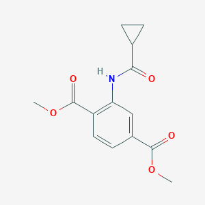 molecular formula C14H15NO5 B457360 Dimethyl 2-[(cyclopropylcarbonyl)amino]terephthalate CAS No. 325816-53-3