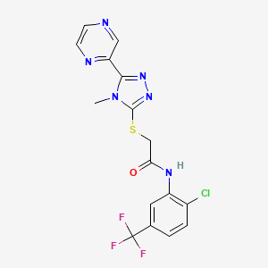 molecular formula C16H12ClF3N6OS B4573606 N-[2-氯-5-(三氟甲基)苯基]-2-{[4-甲基-5-(2-吡嗪基)-4H-1,2,4-三唑-3-基]硫代}乙酰胺 