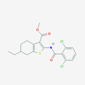 molecular formula C19H19Cl2NO3S B457361 Methyl 2-[(2,6-dichlorobenzoyl)amino]-6-ethyl-4,5,6,7-tetrahydro-1-benzothiophene-3-carboxylate 