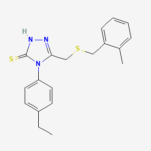 molecular formula C19H21N3S2 B4573616 4-(4-ethylphenyl)-5-{[(2-methylbenzyl)thio]methyl}-4H-1,2,4-triazole-3-thiol 