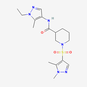 molecular formula C17H26N6O3S B4573650 1-[(1,5-DIMETHYL-1H-PYRAZOL-4-YL)SULFONYL]-N~3~-(1-ETHYL-5-METHYL-1H-PYRAZOL-4-YL)-3-PIPERIDINECARBOXAMIDE 