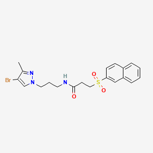 molecular formula C20H22BrN3O3S B4573667 N~1~-[3-(4-BROMO-3-METHYL-1H-PYRAZOL-1-YL)PROPYL]-3-(2-NAPHTHYLSULFONYL)PROPANAMIDE 