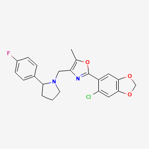 molecular formula C22H20ClFN2O3 B4573675 2-(6-chloro-1,3-benzodioxol-5-yl)-4-{[2-(4-fluorophenyl)-1-pyrrolidinyl]methyl}-5-methyl-1,3-oxazole 