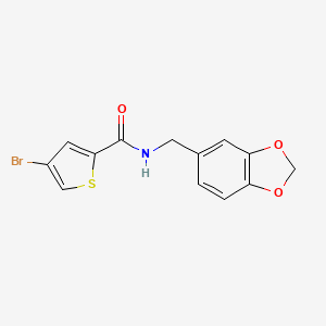 molecular formula C13H10BrNO3S B4573687 N-(1,3-苯并二氧杂环-5-基甲基)-4-溴-2-噻吩甲酰胺 