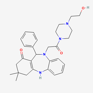 molecular formula C29H36N4O3 B4573702 10-{2-[4-(2-羟乙基)-1-哌嗪基]-2-氧代乙基}-3,3-二甲基-11-苯基-2,3,4,5,10,11-六氢-1H-二苯并[b,e][1,4]二氮杂茚-1-酮 