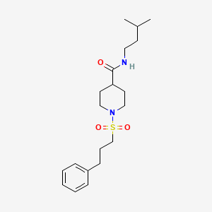 molecular formula C20H32N2O3S B4573752 N-(3-methylbutyl)-1-[(3-phenylpropyl)sulfonyl]-4-piperidinecarboxamide 