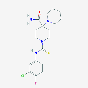 molecular formula C18H24ClFN4OS B4573806 1'-{[(3-氯-4-氟苯基)氨基]碳硫酰基}-1,4'-联哌啶-4'-甲酰胺 