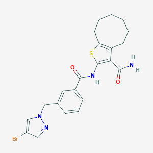 molecular formula C22H23BrN4O2S B457384 2-({3-[(4-bromo-1H-pyrazol-1-yl)methyl]benzoyl}amino)-4,5,6,7,8,9-hexahydrocycloocta[b]thiophene-3-carboxamide 