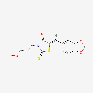 molecular formula C15H15NO4S2 B4573866 5-(1,3-benzodioxol-5-ylmethylene)-3-(3-methoxypropyl)-2-thioxo-1,3-thiazolidin-4-one 